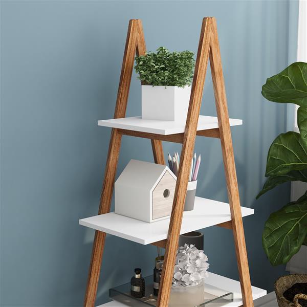 Solid Wood, Bamboo Wood, Oxford A- Shaped Ladder Display Bookshelf