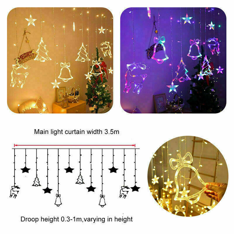 LED Fairy String Window Curtain Lights Star