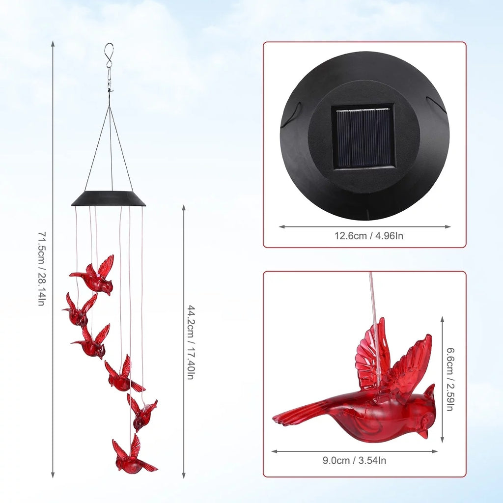 1PC Outdoor Solar Flaming Bird Wind Chime Lights