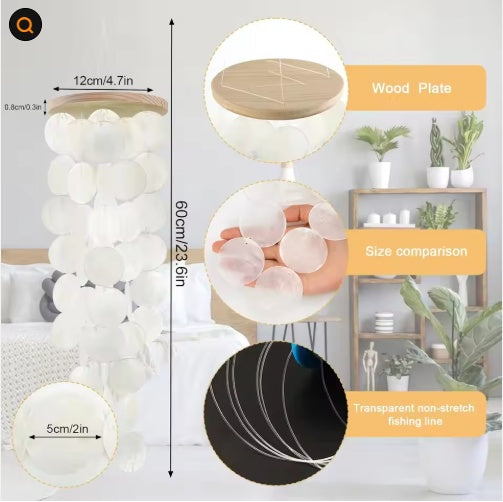 Wind Chimes For Outside Handcrafted Turquoise Capiz Shells