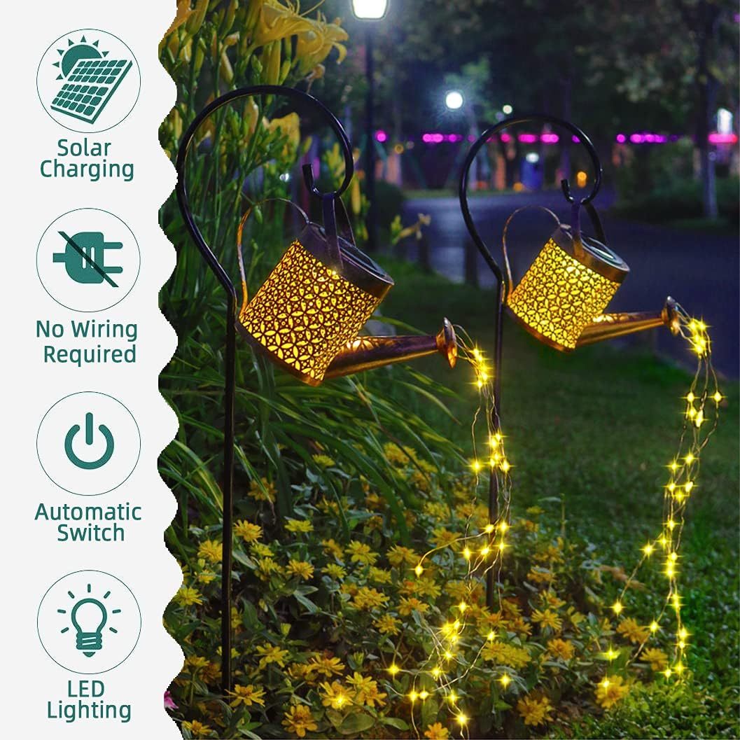 ✨ 2PCS LED Watering Can Solar Light Strings ✨