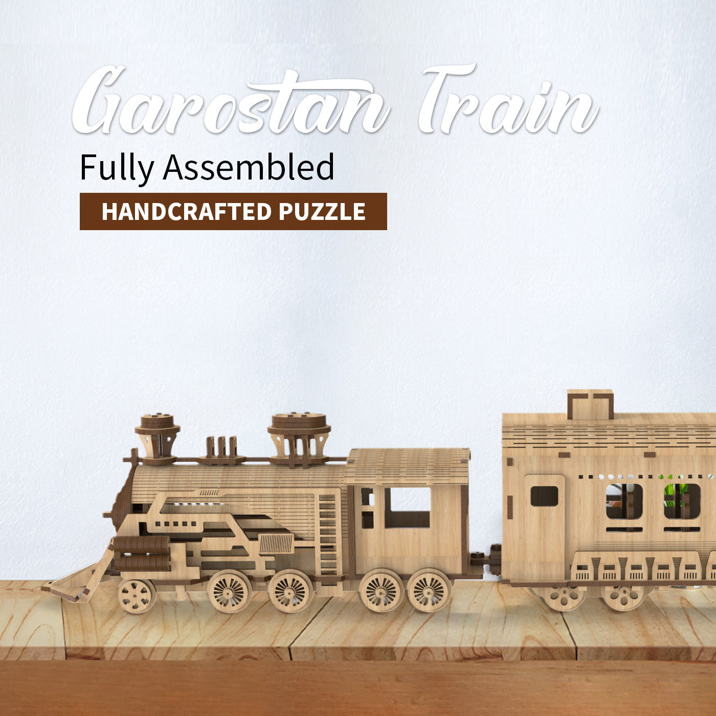 3D Wooden Train Puzzle Model – Build, Create & Display