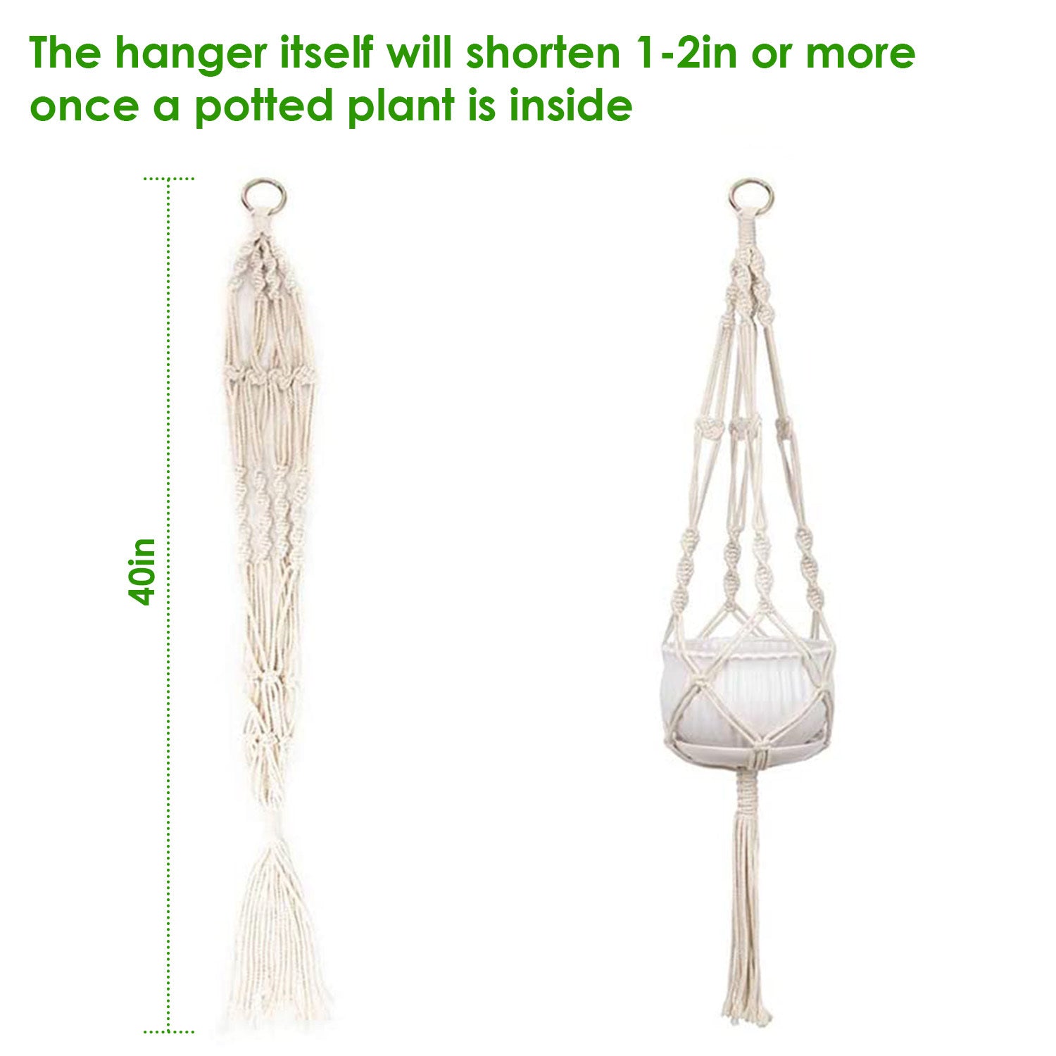 2PCS Cotton Rope Plant Hangers – Boho Chic Home Décor
