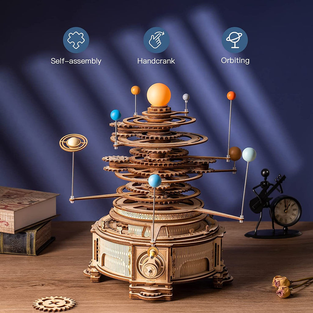 Rotatable Mechanical Orrery – 3D Wooden Puzzle Model Building Kit