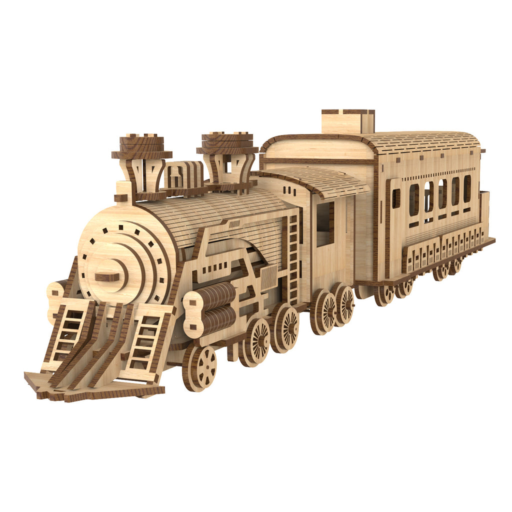 3D Wooden Train Puzzle Model – Build, Create & Display