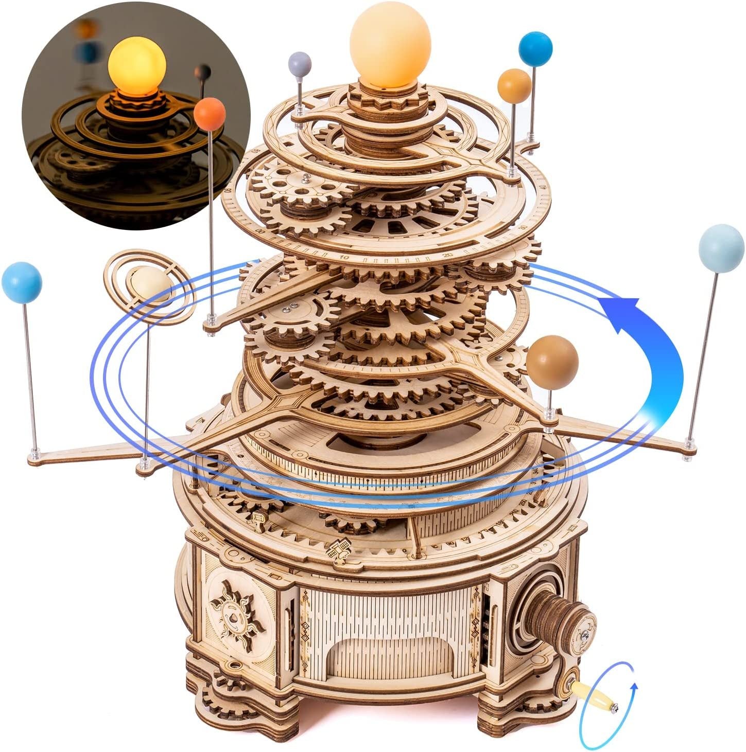 Rotatable Mechanical Orrery – 3D Wooden Puzzle Model Building Kit