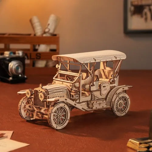 Vintage Car 3D Wooden Puzzle Model – ROKR MC801 DIY Building Kit