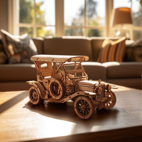Vintage Car 3D Wooden Puzzle Model – ROKR MC801 DIY Building Kit