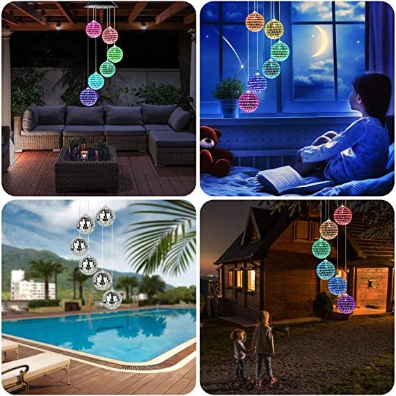 1pc Solar Wind Chimes Mobile Hanging LED Light Color Changing Wind Chime