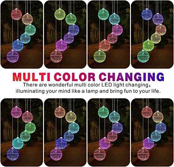 1pc Solar Wind Chimes Mobile Hanging LED Light Color Changing Wind Chime