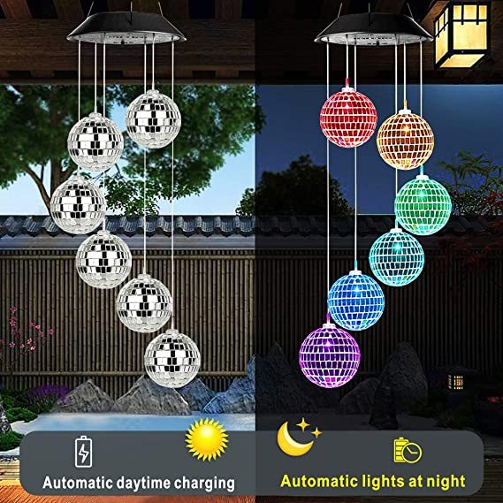 1pc Solar Wind Chimes Mobile Hanging LED Light Color Changing Wind Chime