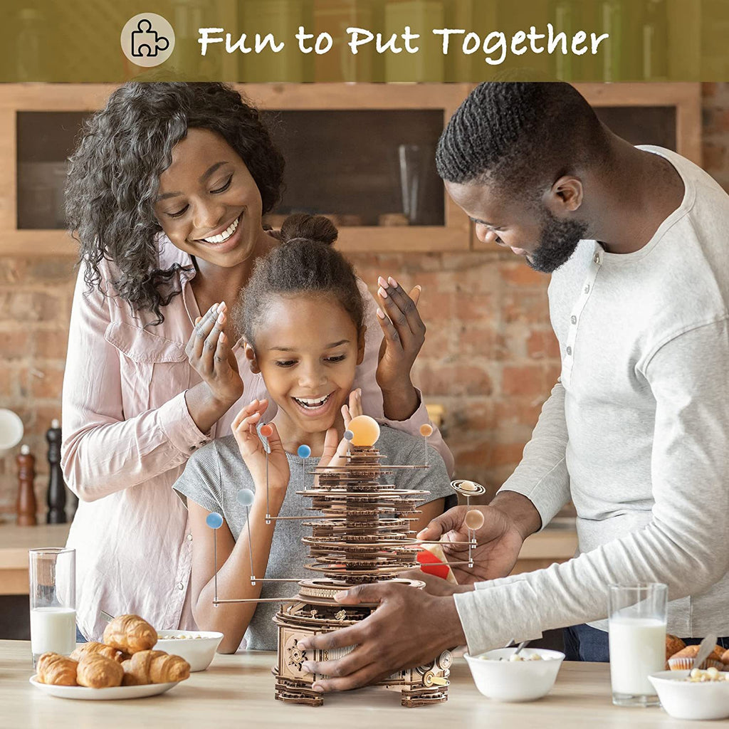 Rotatable Mechanical Orrery – 3D Wooden Puzzle Model Building Kit