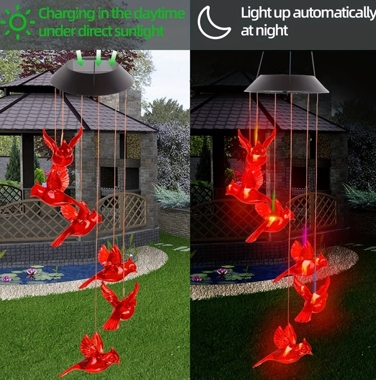 1PC Outdoor Solar Flaming Bird Wind Chime Lights