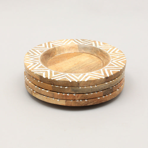 Handcrafted Wood Charger Plate Wooden Dinning Placemat Artisan Wood Tableware