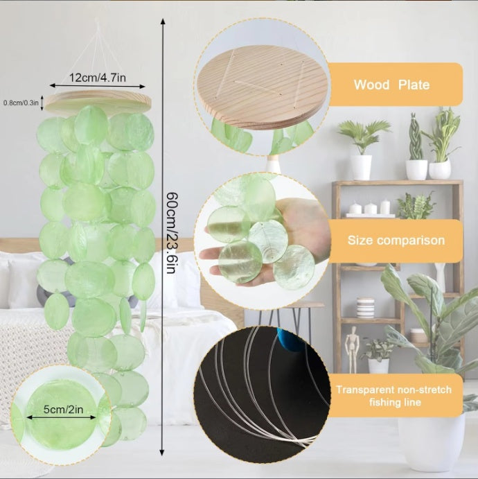 Wind Chimes For Outside Handcrafted Turquoise Capiz Shells