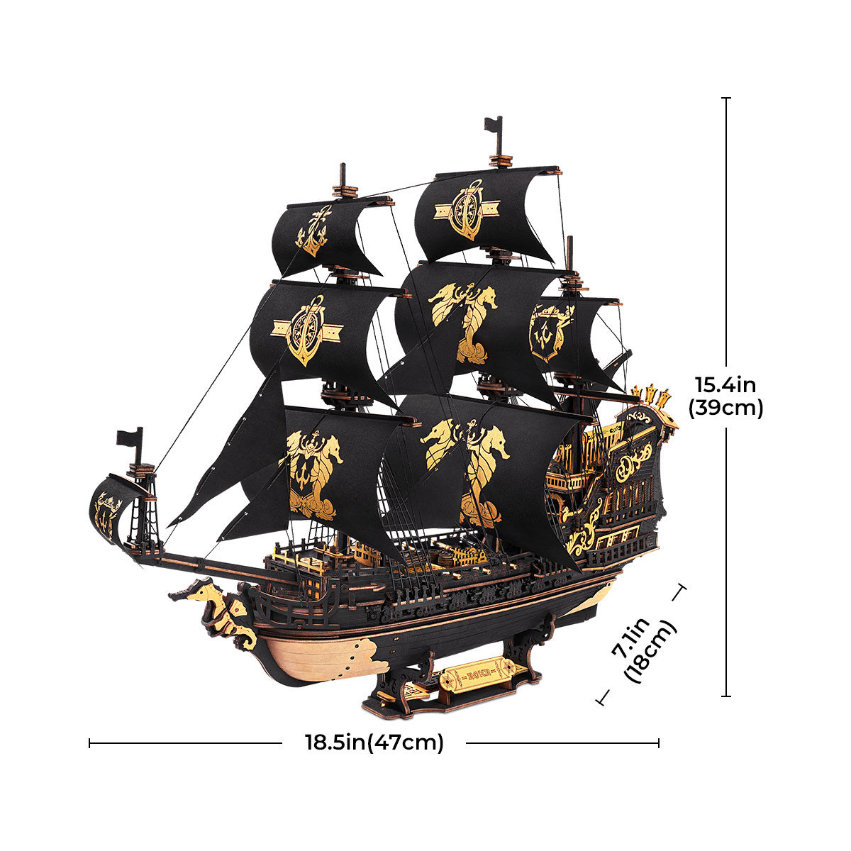 3D Wooden Ship Model – “Seahorse Bark” Nautical Puzzle Kit