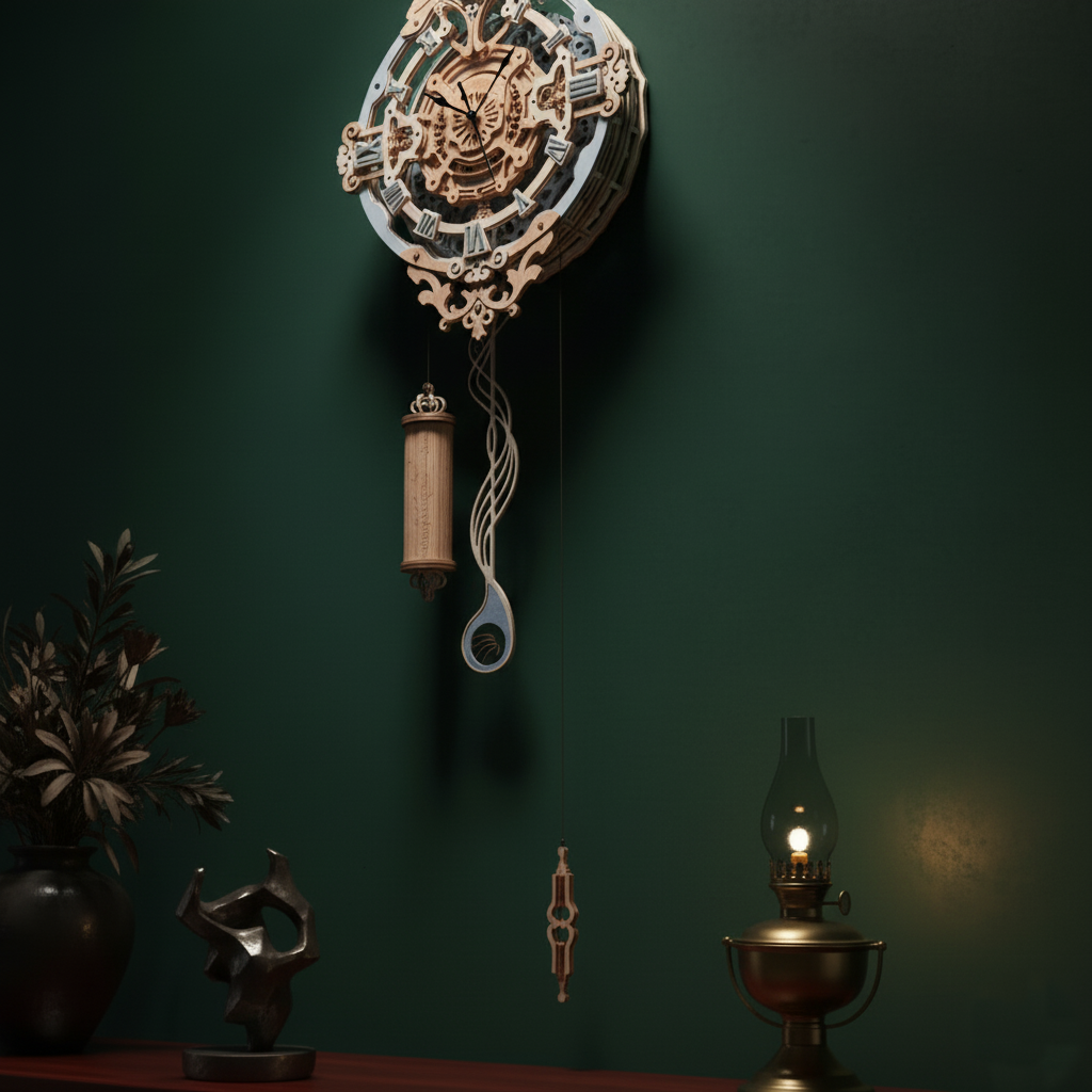 Romantic Notes Wall Clock – 3D Wooden Puzzle Model Kit