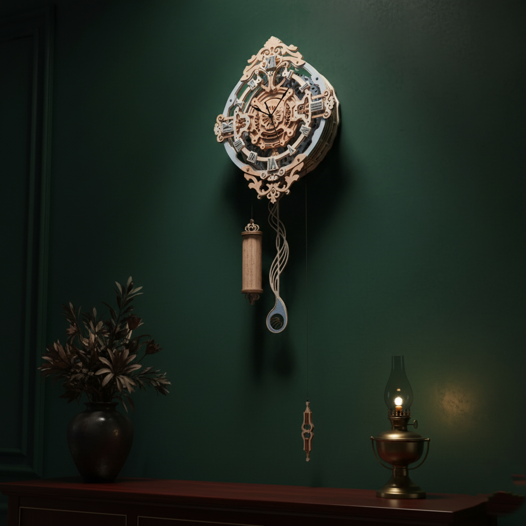 Romantic Notes Wall Clock – 3D Wooden Puzzle Model Kit