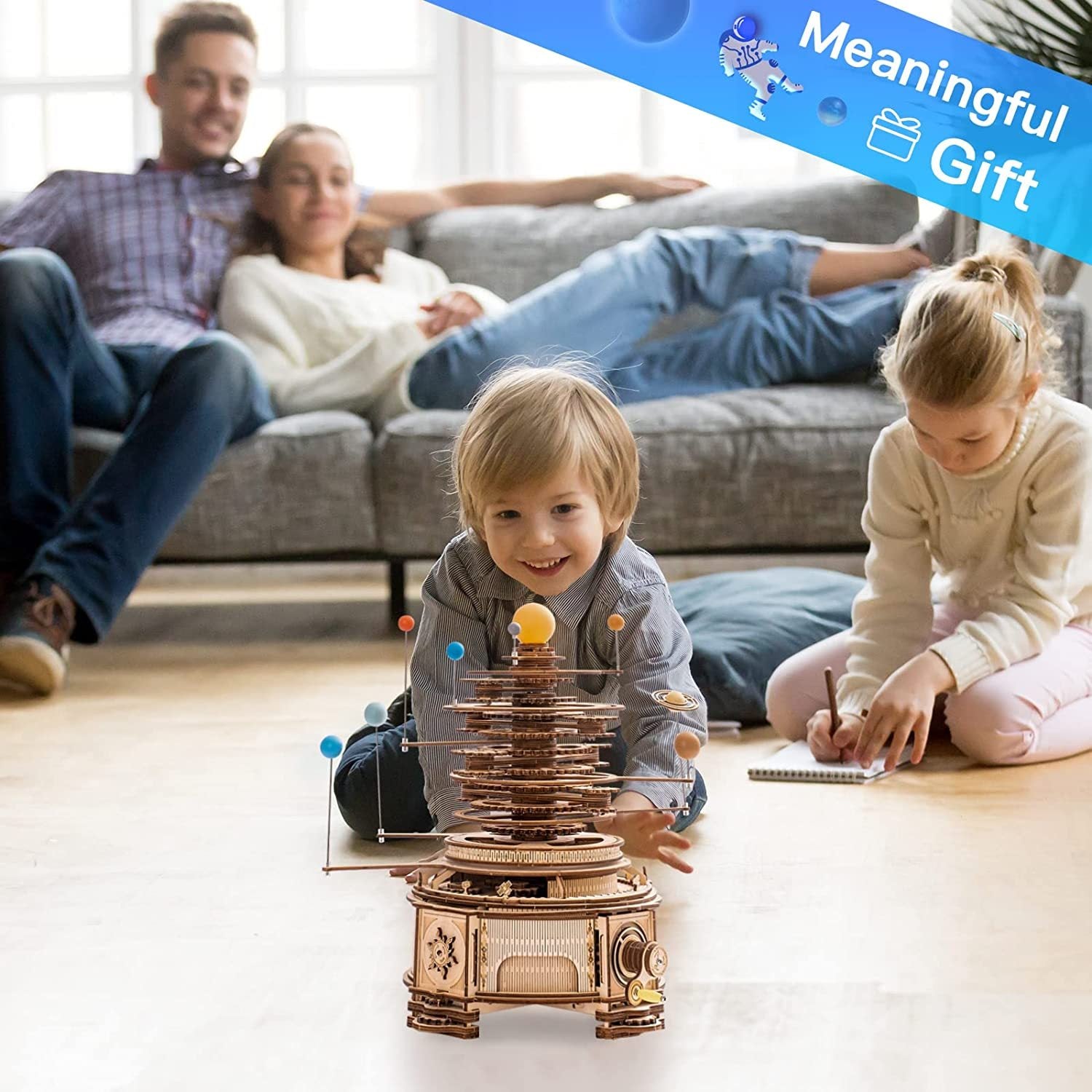 Rotatable Mechanical Orrery – 3D Wooden Puzzle Model Building Kit
