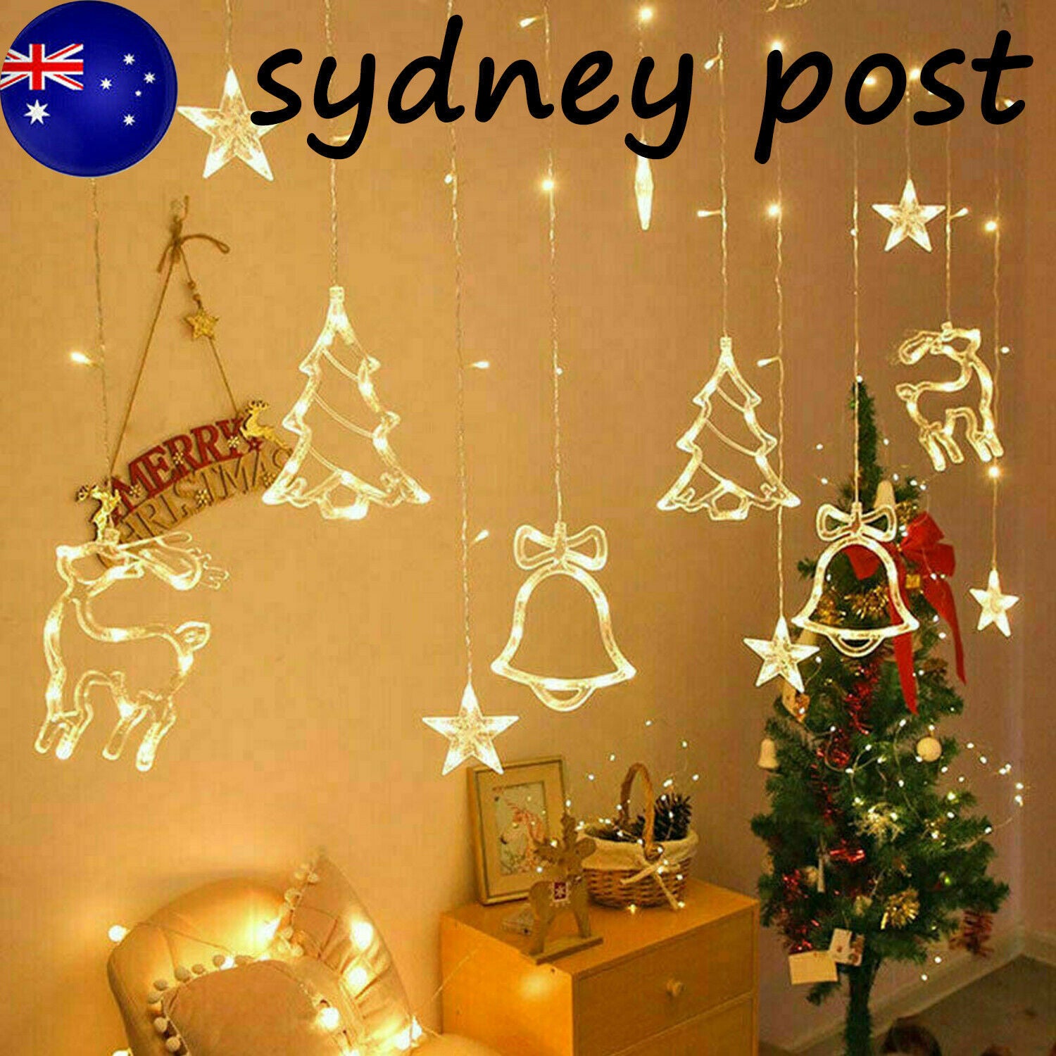 LED Fairy String Window Curtain Lights Star