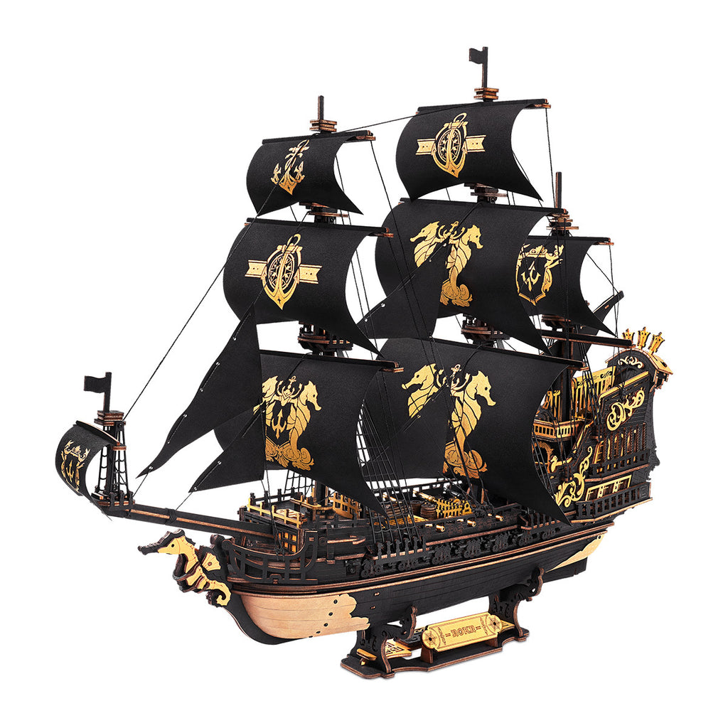 3D Wooden Ship Model – “Seahorse Bark” Nautical Puzzle Kit
