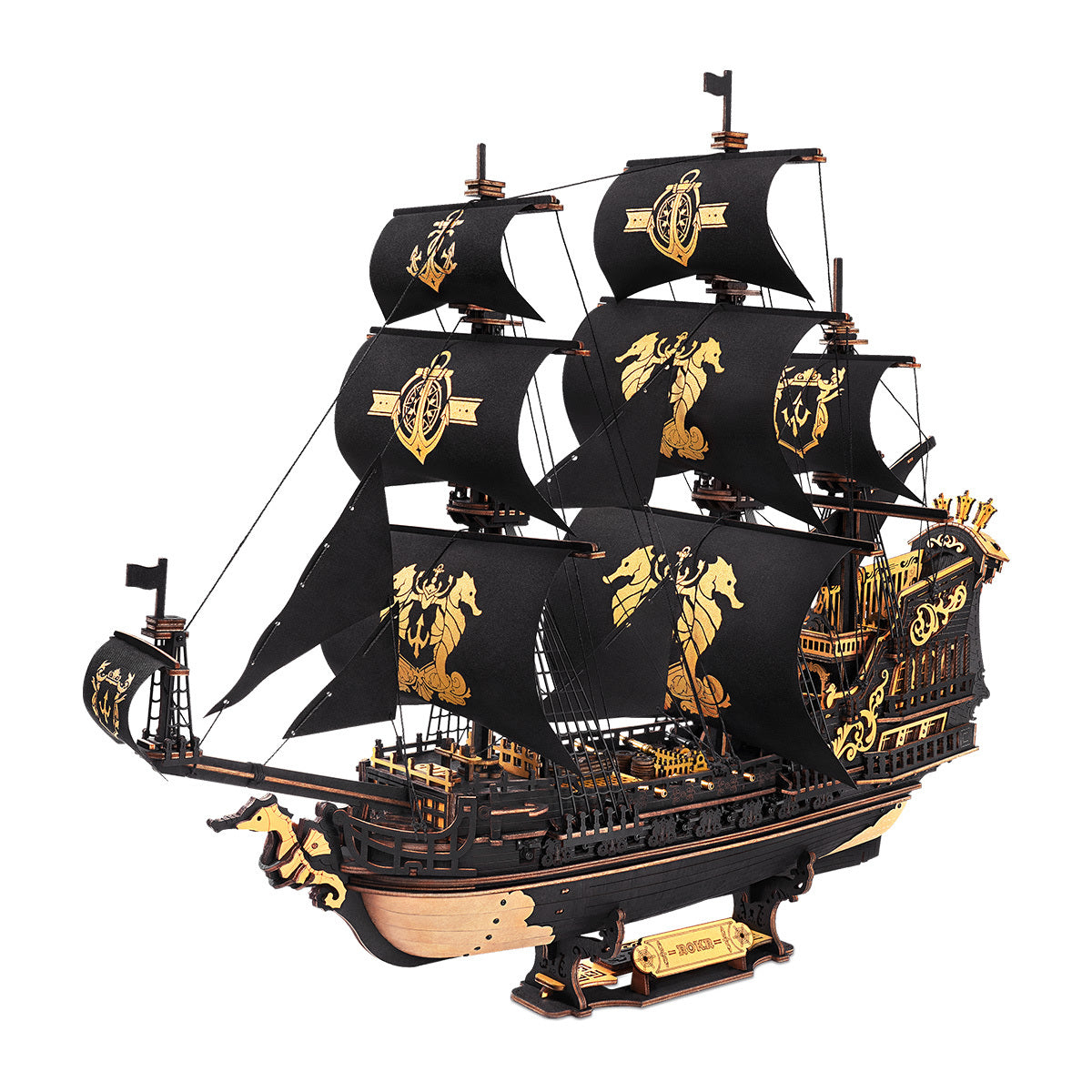 3D Wooden Ship Model – “Seahorse Bark” Nautical Puzzle Kit