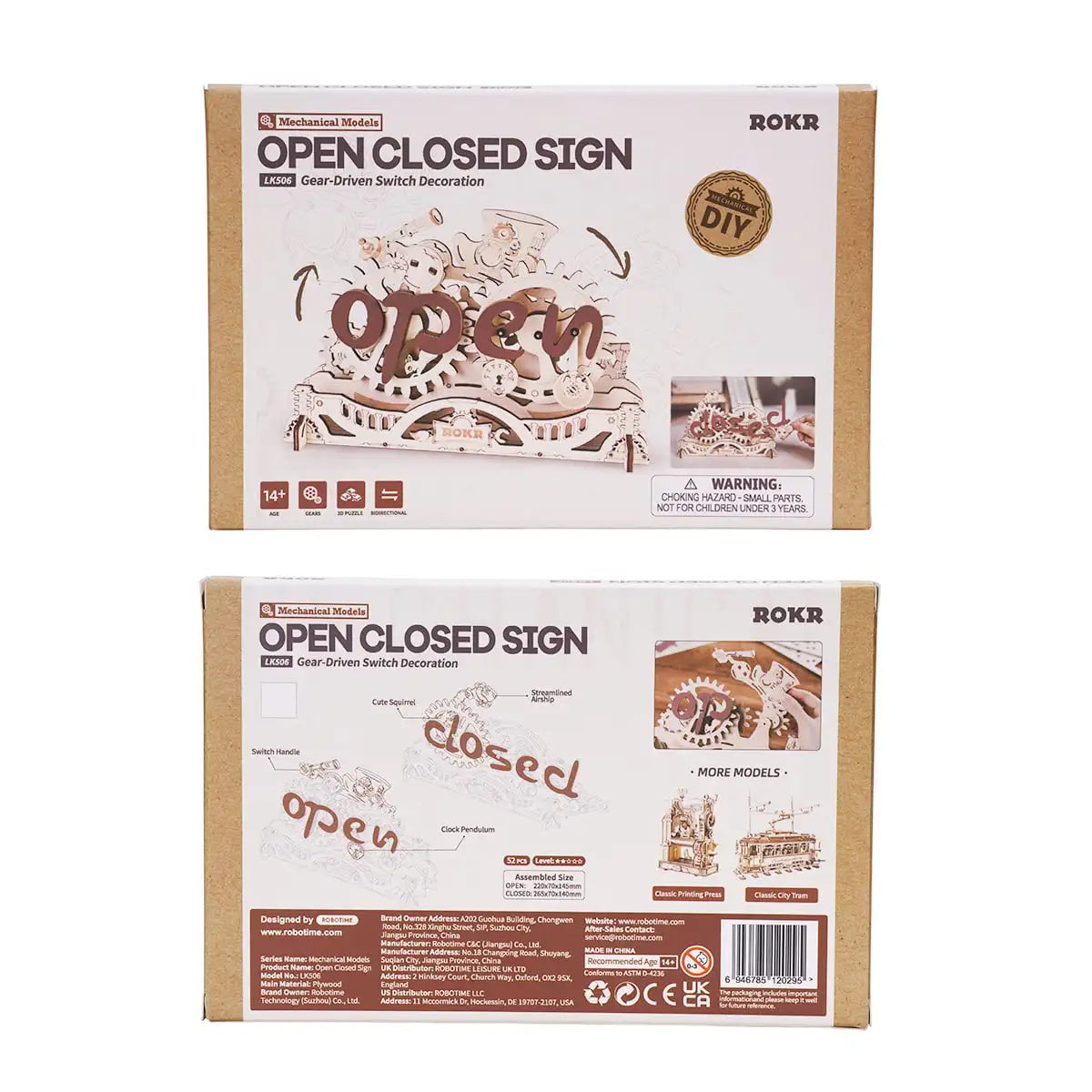 Open & Closed” 3D Wooden Gear Puzzle Sign – Build, Turn &amp; Display