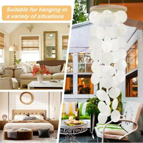 Wind Chimes For Outside Handcrafted Turquoise Capiz Shells