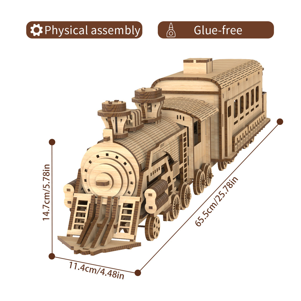 3D Wooden Train Puzzle Model – Build, Create & Display