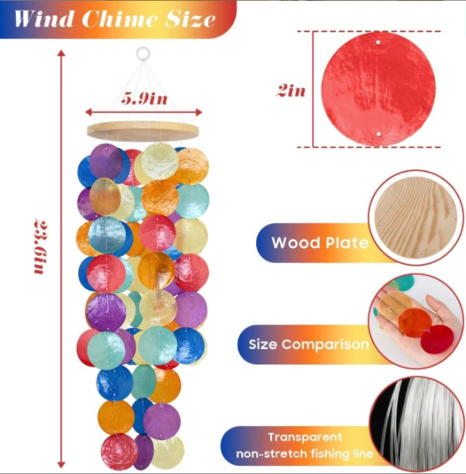 Wind Chimes For Outside Handcrafted Turquoise Capiz Shells