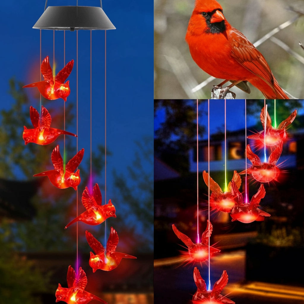 1PC Outdoor Solar Flaming Bird Wind Chime Lights