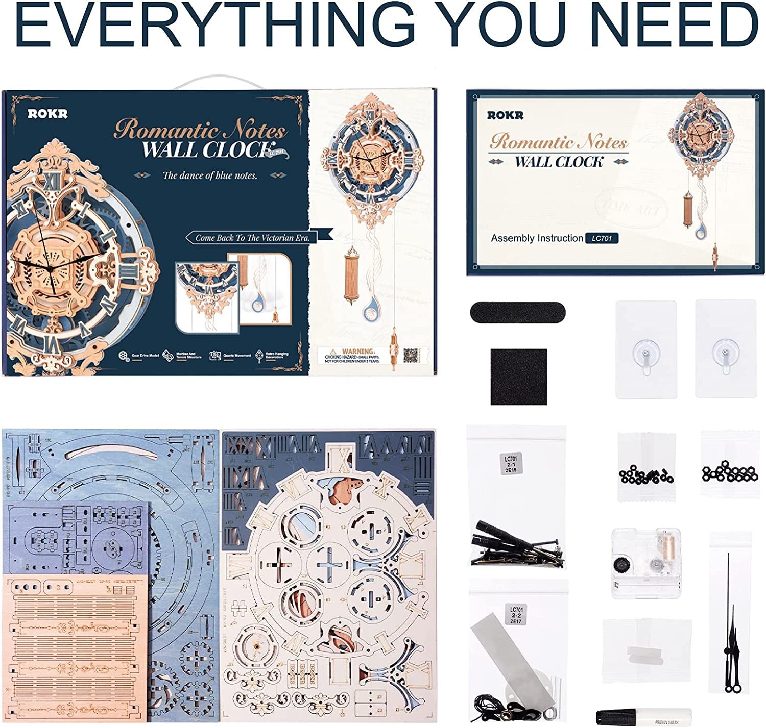 Romantic Notes Wall Clock – 3D Wooden Puzzle Model Kit