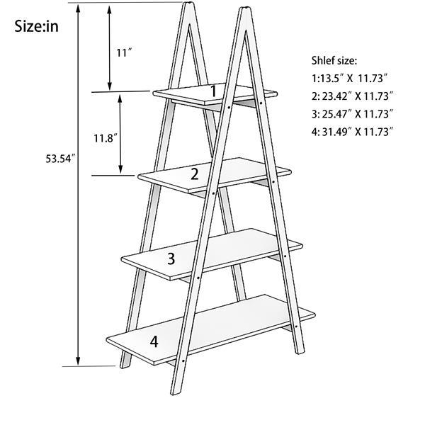 Solid Wood, Bamboo Wood, Oxford A- Shaped Ladder Display Bookshelf