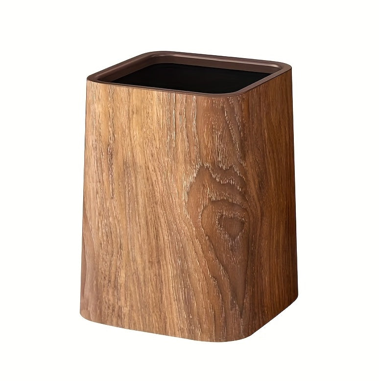 Wood Grain Trash Can