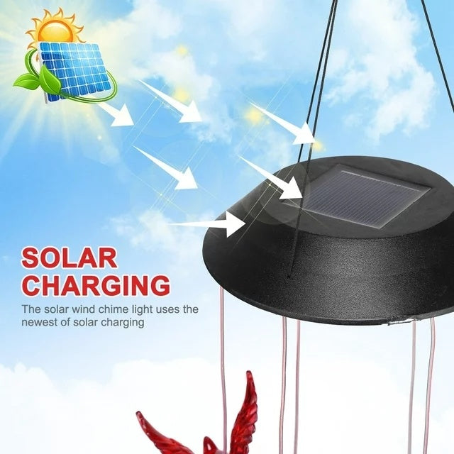 1PC Outdoor Solar Flaming Bird Wind Chime Lights
