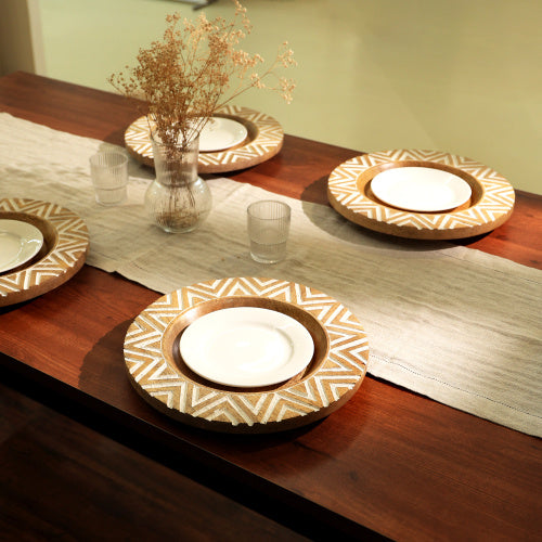 Handcrafted Wood Charger Plate Wooden Dinning Placemat Artisan Wood Tableware