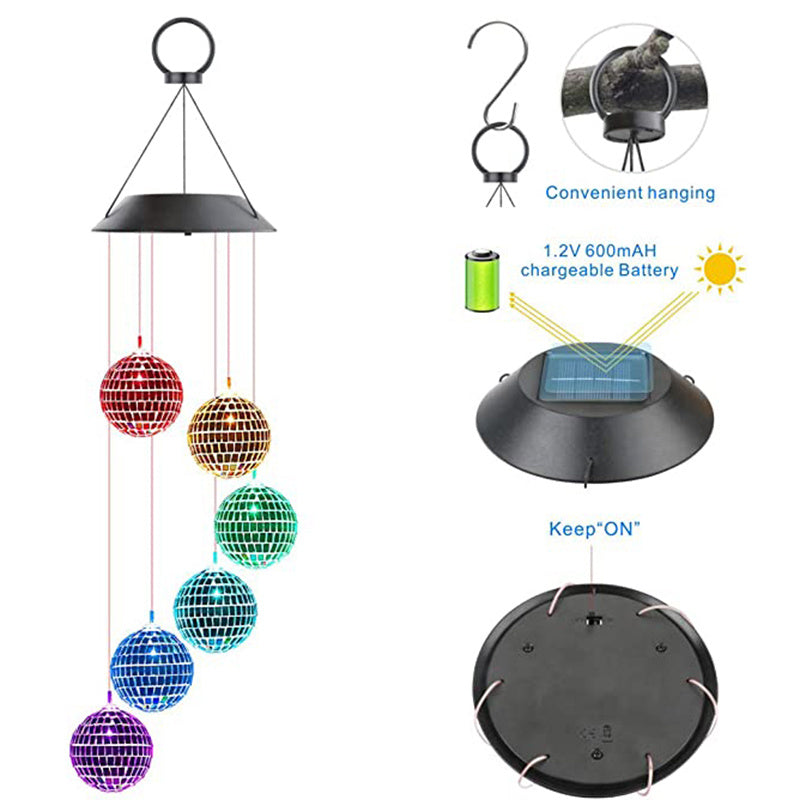 1pc Solar Wind Chimes Mobile Hanging LED Light Color Changing Wind Chime