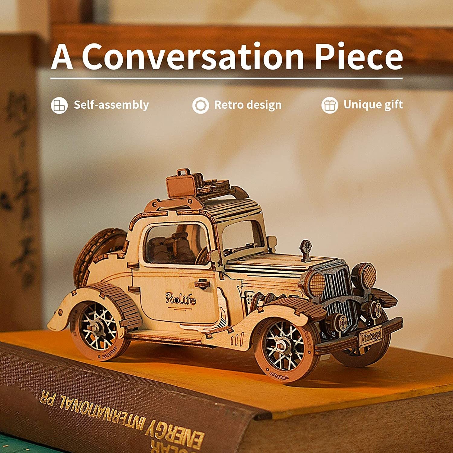 Rolife Vintage Car 3D Wooden Puzzle – Build Your Own Classic Ride