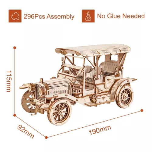 Vintage Car 3D Wooden Puzzle Model – ROKR MC801 DIY Building Kit