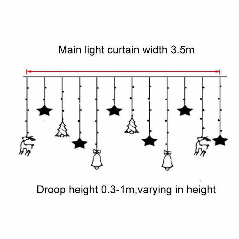 LED Fairy String Window Curtain Lights Star