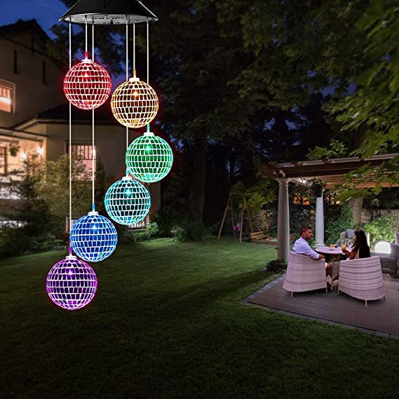 1pc Solar Wind Chimes Mobile Hanging LED Light Color Changing Wind Chime